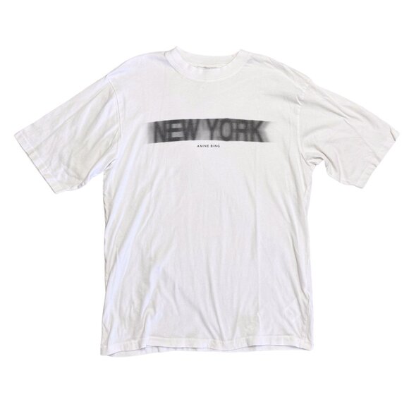 Anine Bing Cason Oversized T-Shirt New York Blur White Tee size Small - Picture 1 of 7